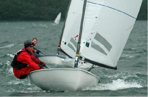 Europe dinghy sailor about to reach the upwind mark